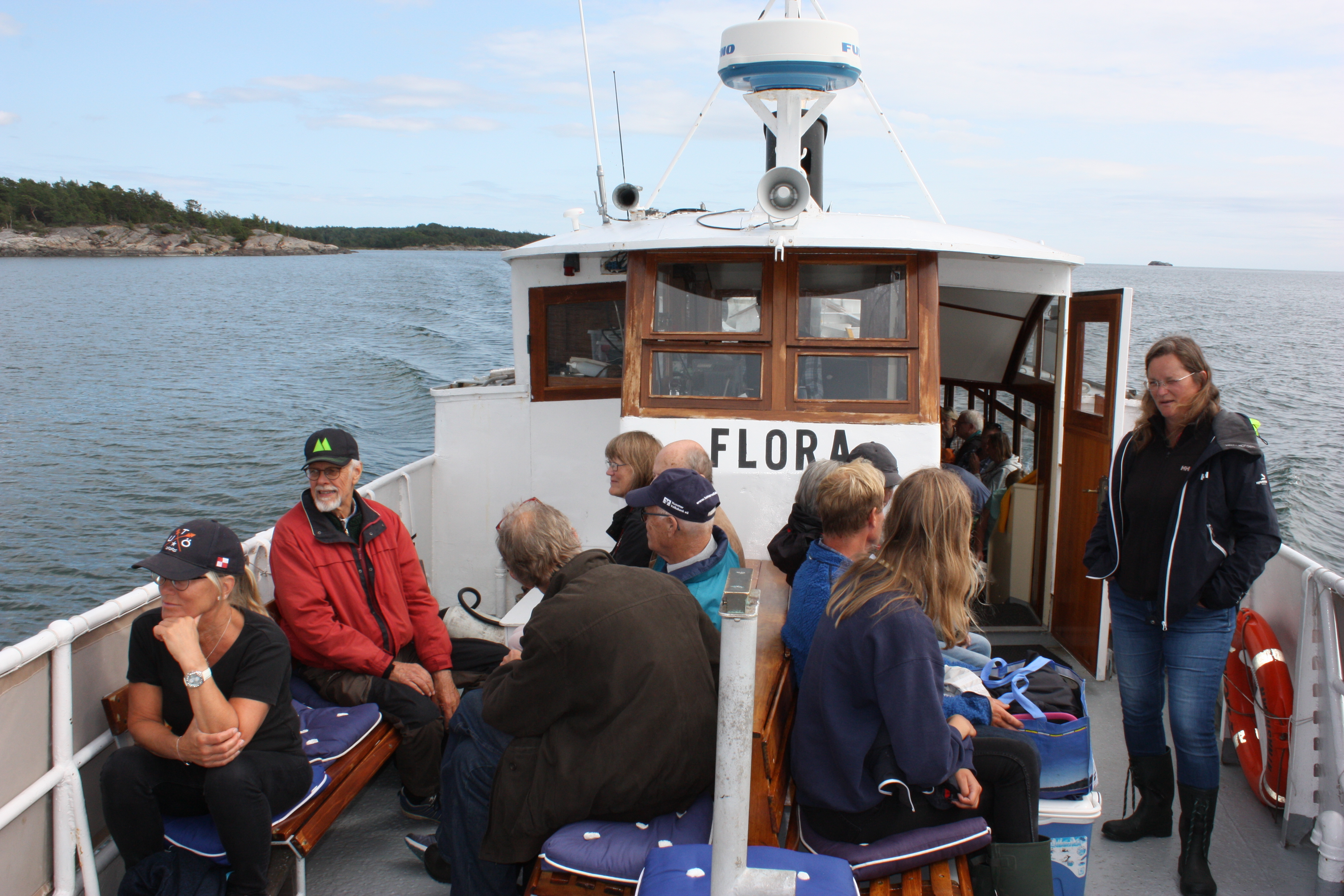 Mys på MS Floras fördäck på hemfärden från Askö